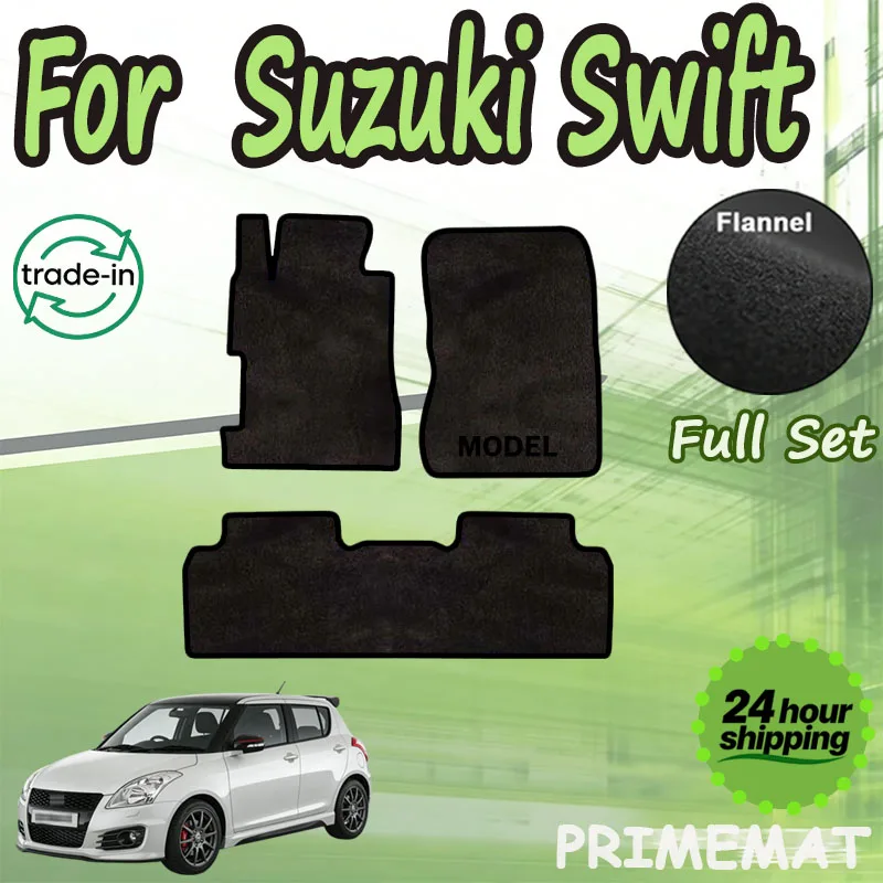 

PRIMEMAT Flannel Car Floor Mats For Suzuki Swift RS 2004~2010 Carpets Footpads Anti-slip Cape Rugs Cover Foot Pads Interior Acce