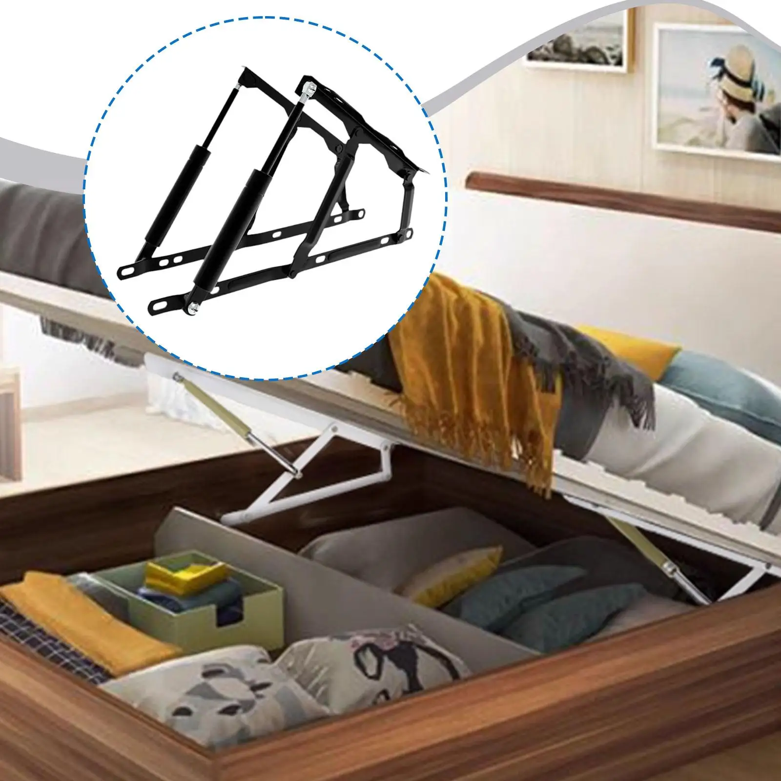 Hydraulic Bed Storage Lift Hinge Heavy Duty Iron Frame Furniture Lifter Kit for Tatami Storage Beds