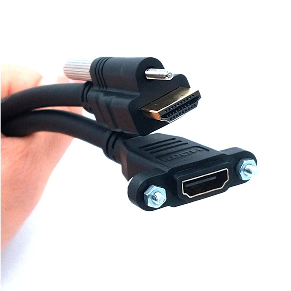 

1.5 M HDMI HDTV 1.4 1080P Male to Female Audio Video Cable with Lock Screws Panel Mount For Monitor Projector BD Player Laptop P