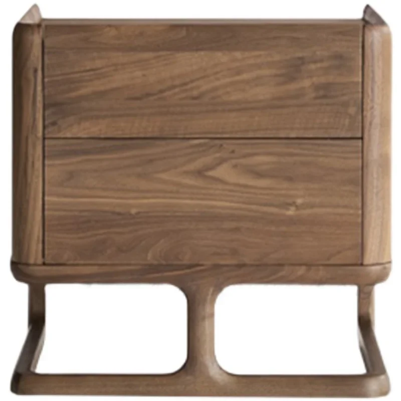 

All black walnut bedside table Modern simple master bedroom furniture Solid wood oak light luxury side cabinet Storage cabinet