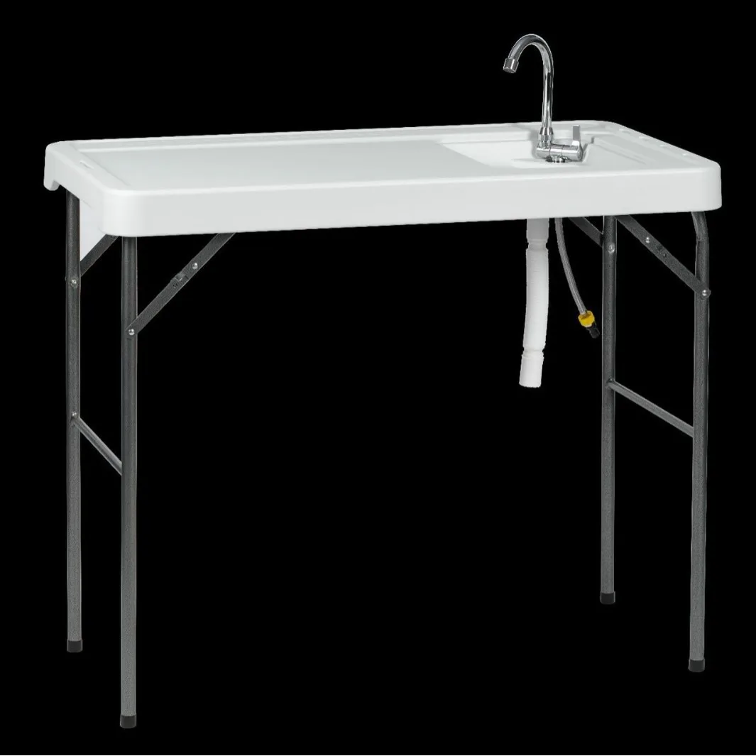 Minimum purchase quantity10 itemsFoldable Plastic Folding Table with Sink, Portable Outdoor Wash Station for Camping BBQ Fishing