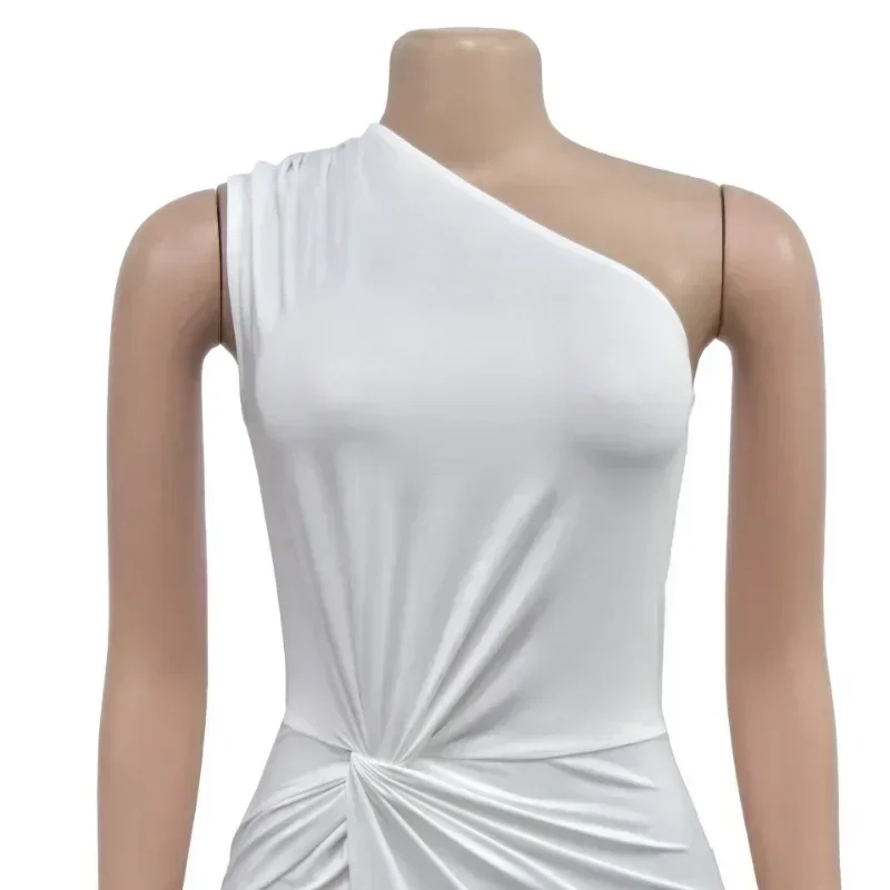 GUWU Een Schouder Party Lange Jurken voor Vrouwen Avond Celebrity Verjaardag Mouwloos Gedrapeerde Prom Formele Zeemeermin Maxi Jurk