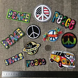 Fine Peace Letter Embroidery Patches Round Colorful Gay Pride Appliques for clothing Iron On Love Car Badges 3D Diy Coats Decor