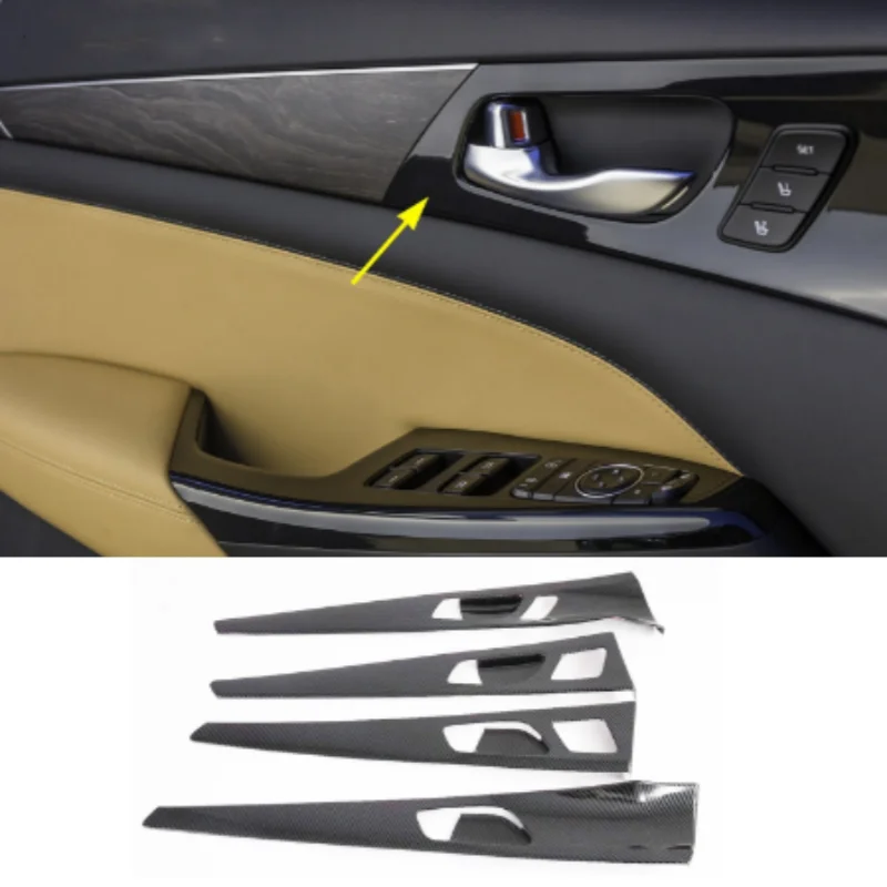 For Kia K7 Cadenza 2019- 2022 Carbon Fiber Interior Door Handle Bowl Cover Trim Armrest Panel Strip Accessories Car Styling