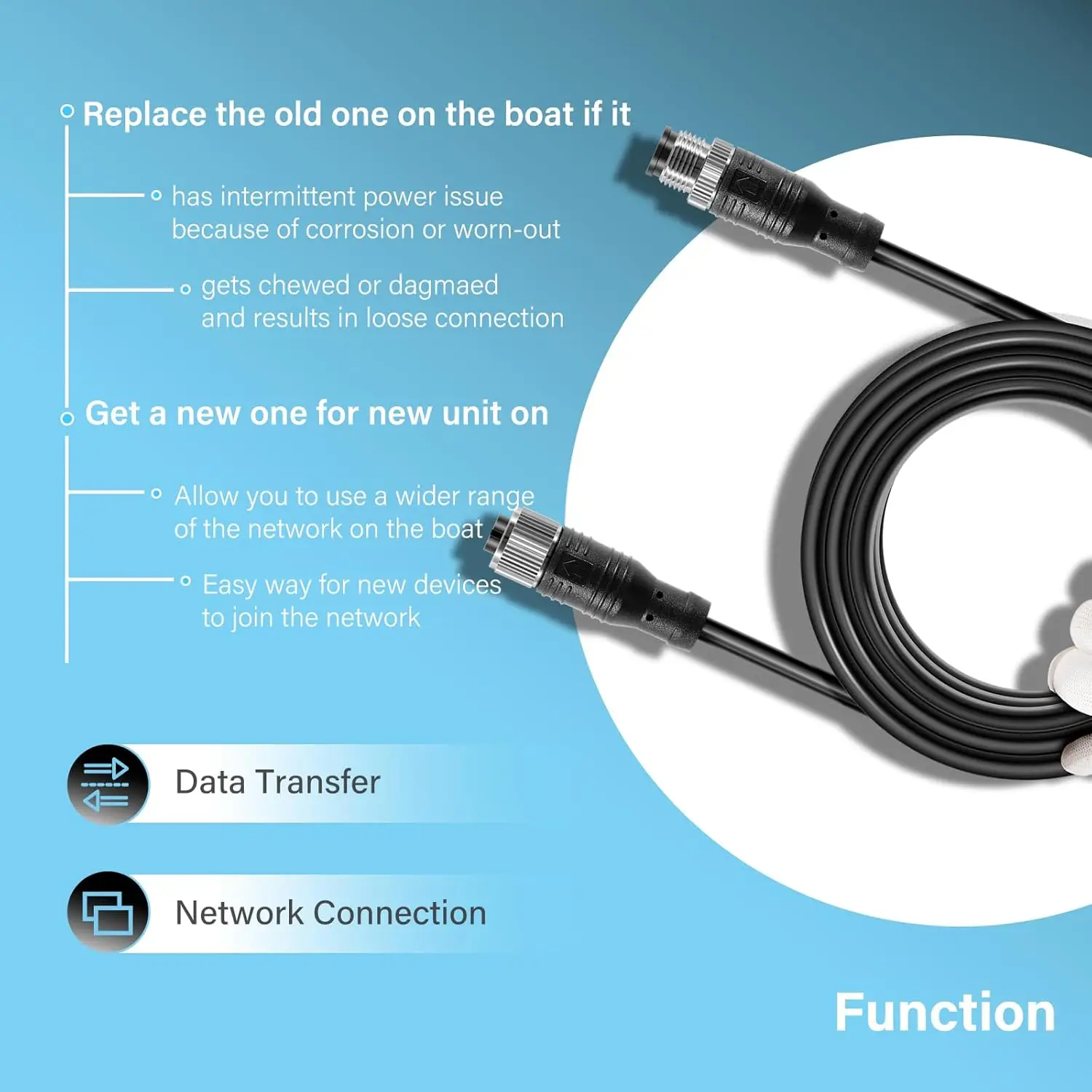MX NMEA 2000 (N2K) 6m-Foot Drop Cable Backbone Cable Extension Cable for Lowrance Simrad B&G Navico & Garmin Networks view 3
