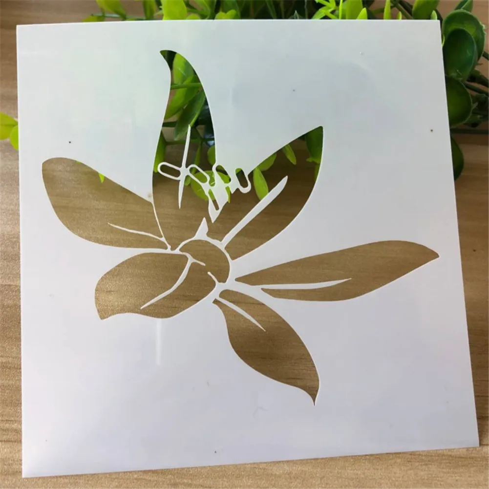 Painting Stencils 13*13cm Flower Series Painting Template Dairy Journal Album DIY Graffiti Decor Embossing Coloring Mold Card