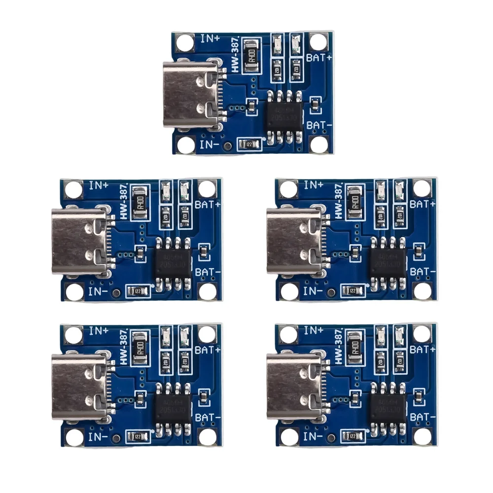 Зарядная плата TP4056, 5 шт., Micro USB Type-C, 5 В, 1 а, с двойной функцией защиты, 1A, li-ion
