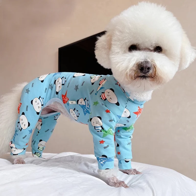 

Puppy Dog Wrap Belly Jumpsuits Casual Soft Pet Dog Clothes Fashion Panda Print Rompsuits For Small Medium Dog Chihuahua Poodle