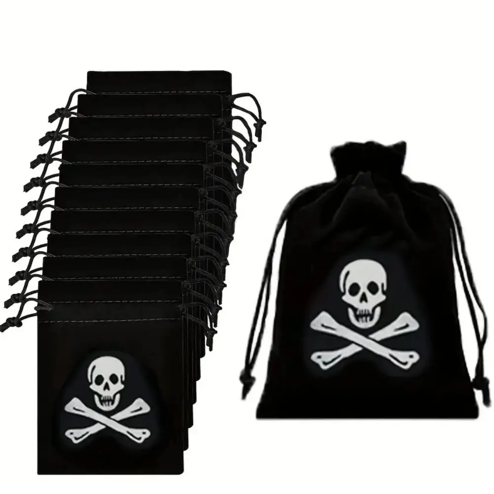 10 Stück Piraten-Beutel mit Kordelzug und Totenkopf-Muster, Halloween-Geschenktüten, Münzen, Schmuck, Aufbewahrungsbeutel, Party, Süßigkeiten, Verpackungsbeutel