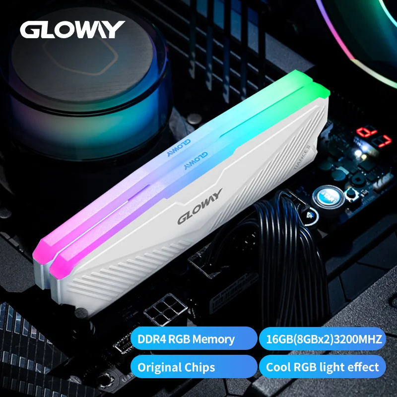 Gloway-Desktop Ram de Alto Desempenho, Memória Rams, DDR4, 8GB, 16GB, 3200MHz, 3600MHz, RGB, UDIMM, Jogos