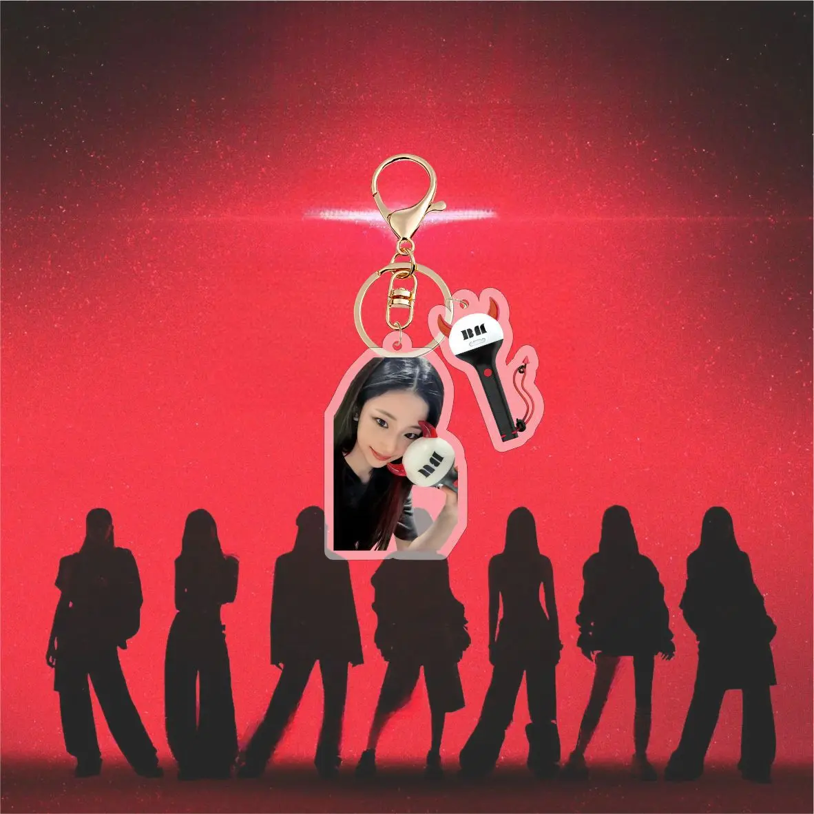 Kpop BABYMONSTER Keychain 5CM Cartoon Lightstick Figure Acrylic Printing Bag Pendant Accessories AHYEON RUKA Collection Gift