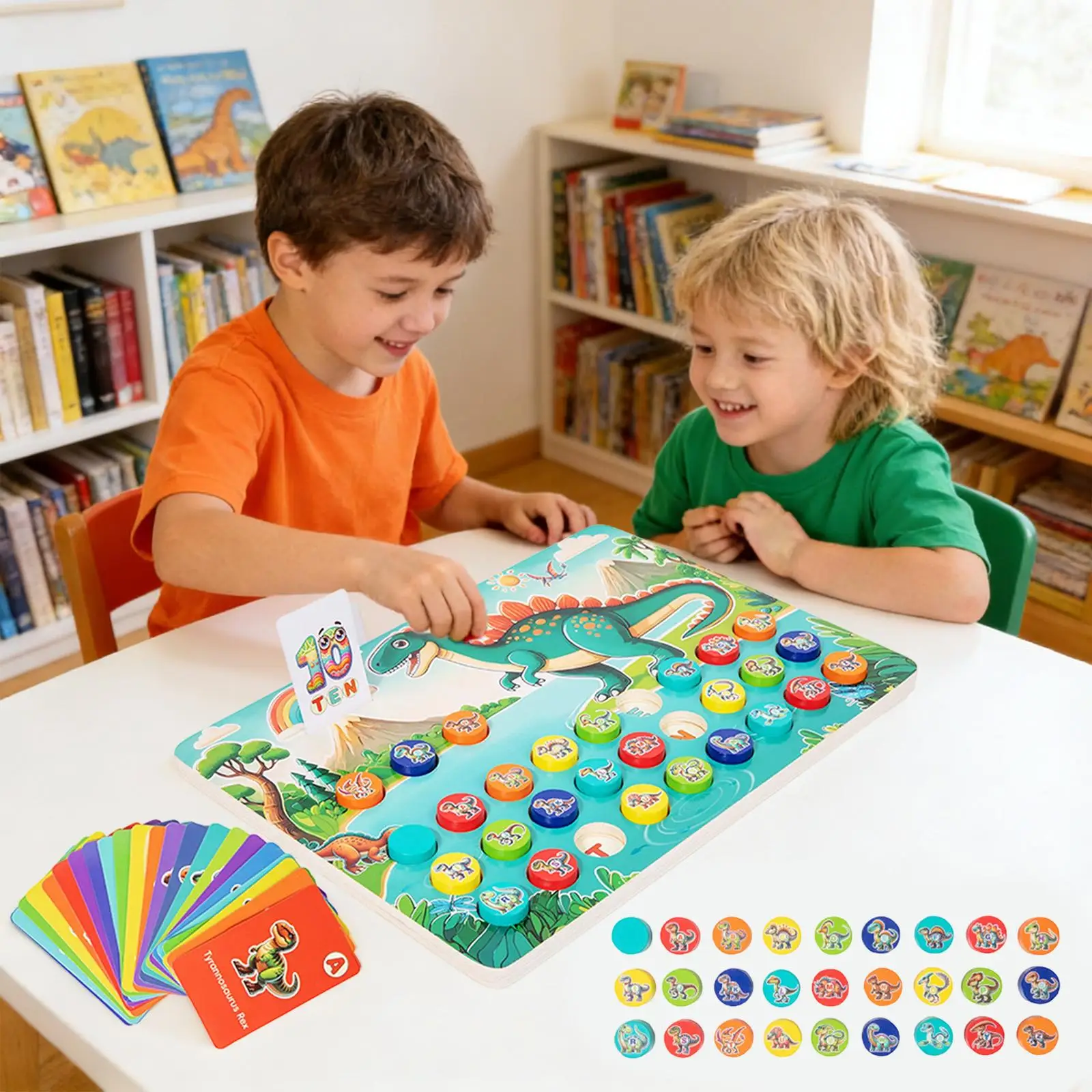 Jeu de correspondance de dinosaures en bois, motricité fine avec cartes d'orthographe, puzzles éducatifs, apprentissage précoce pour enfants, fête d'anniversaire