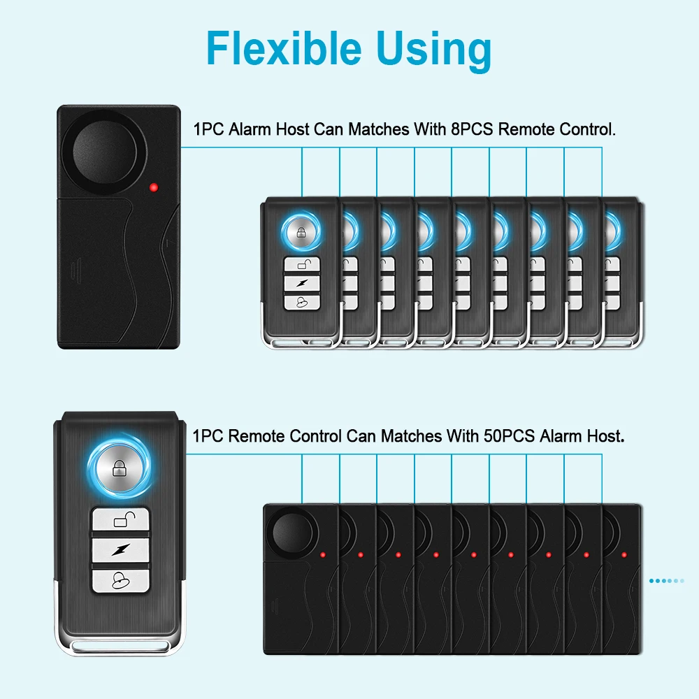 Hollarm alarma de vibración inalámbrica antirrobo para puerta y ventana, sensores de seguridad remotos para motocicleta y bicicleta, seguridad para