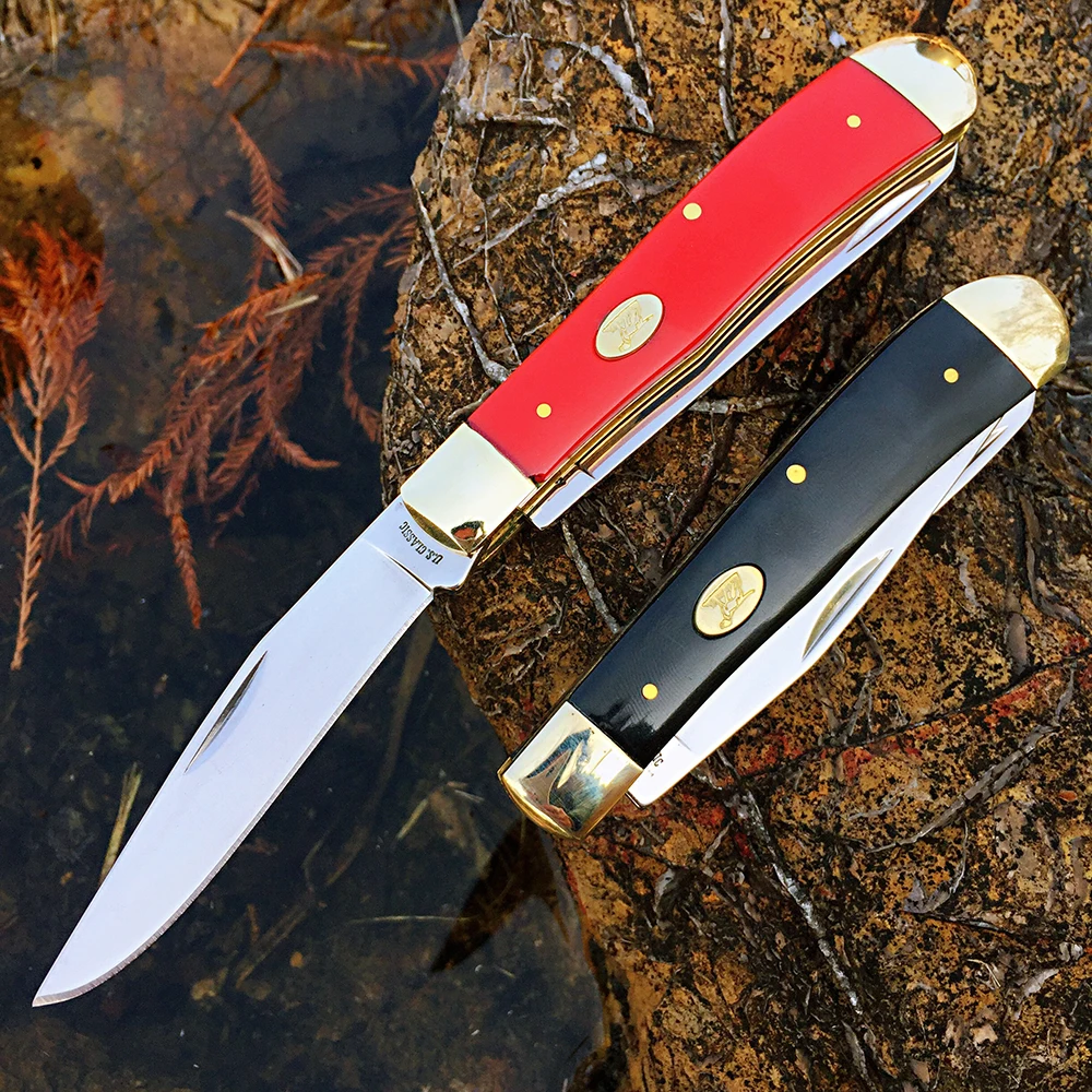 Watchman Knife Trapper Slip Joint Knife  Folding Pocket Knife with Authentic bone handle scales