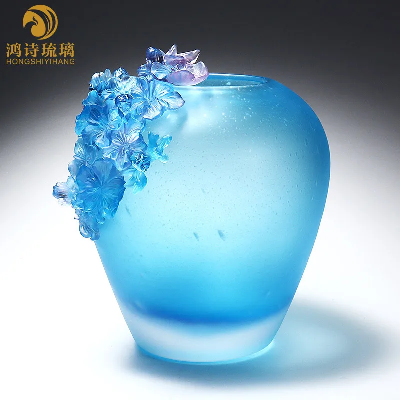 Creative glazed peach blossom vase, living room study light luxury ornament, send friends to move to a new home