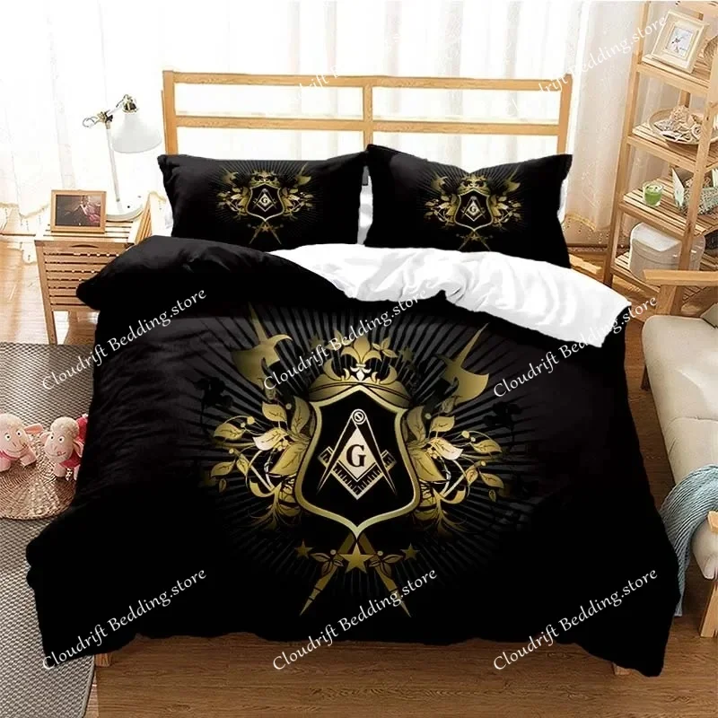Masonic Freemason Illuminati Bedding Sets Exquisite Bed Supplies Set Duvet Cover Bed Comforter Set Luxury Birthday Gift 2