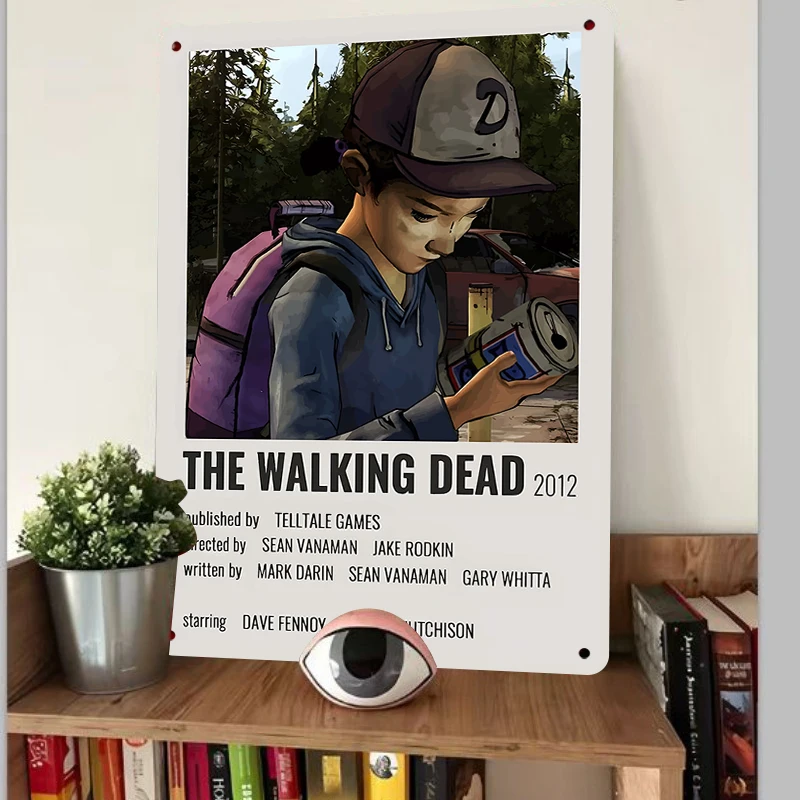The Walking Dead Game Peripheral Girl Checking Canned Scene Vintage Iron Wall Art Living Room Decor