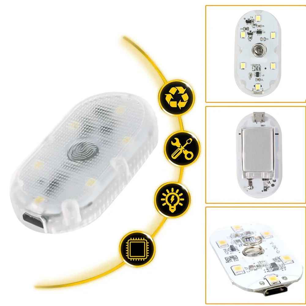 Interior do carro led iluminação noturna sob a luz do armário sensor de toque lâmpada leitura led luzes do livro usb recarregável luz da porta do carro