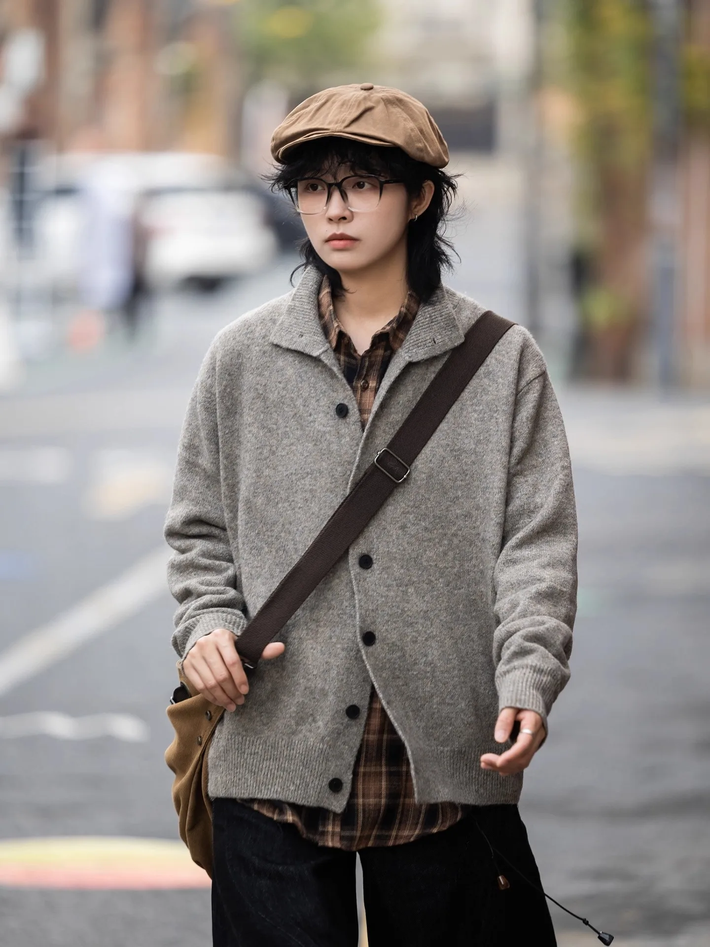 

Retro Japanese Sle Loose Casual Knitted Open Cardigan f High Collar Men Women Autumn Winter Woolen Top Trendy Outerwear