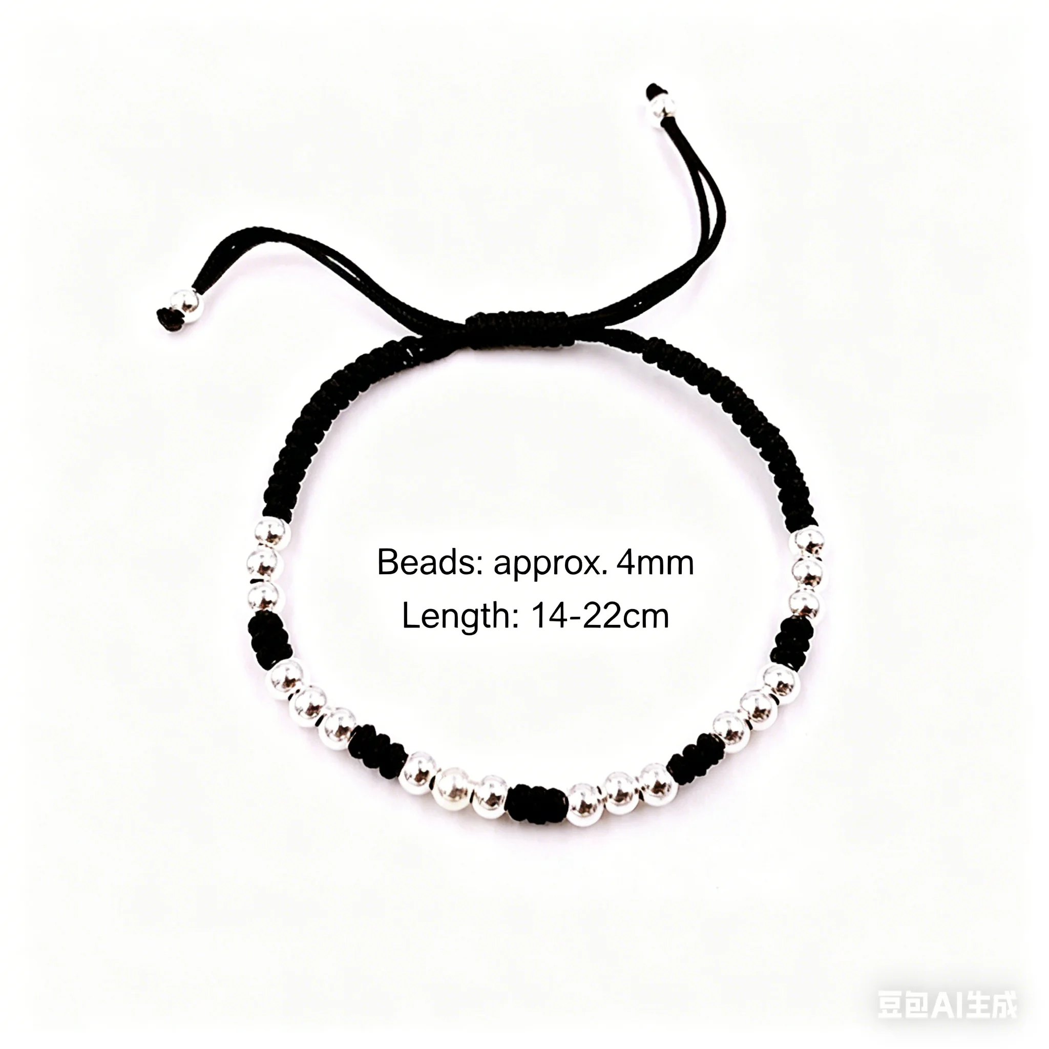 La Monada 14-22 Silver Bead Black Thread For Hand 999 Sterling Silver Bracelet Thread String Rope Bracelets For Women Silver 925