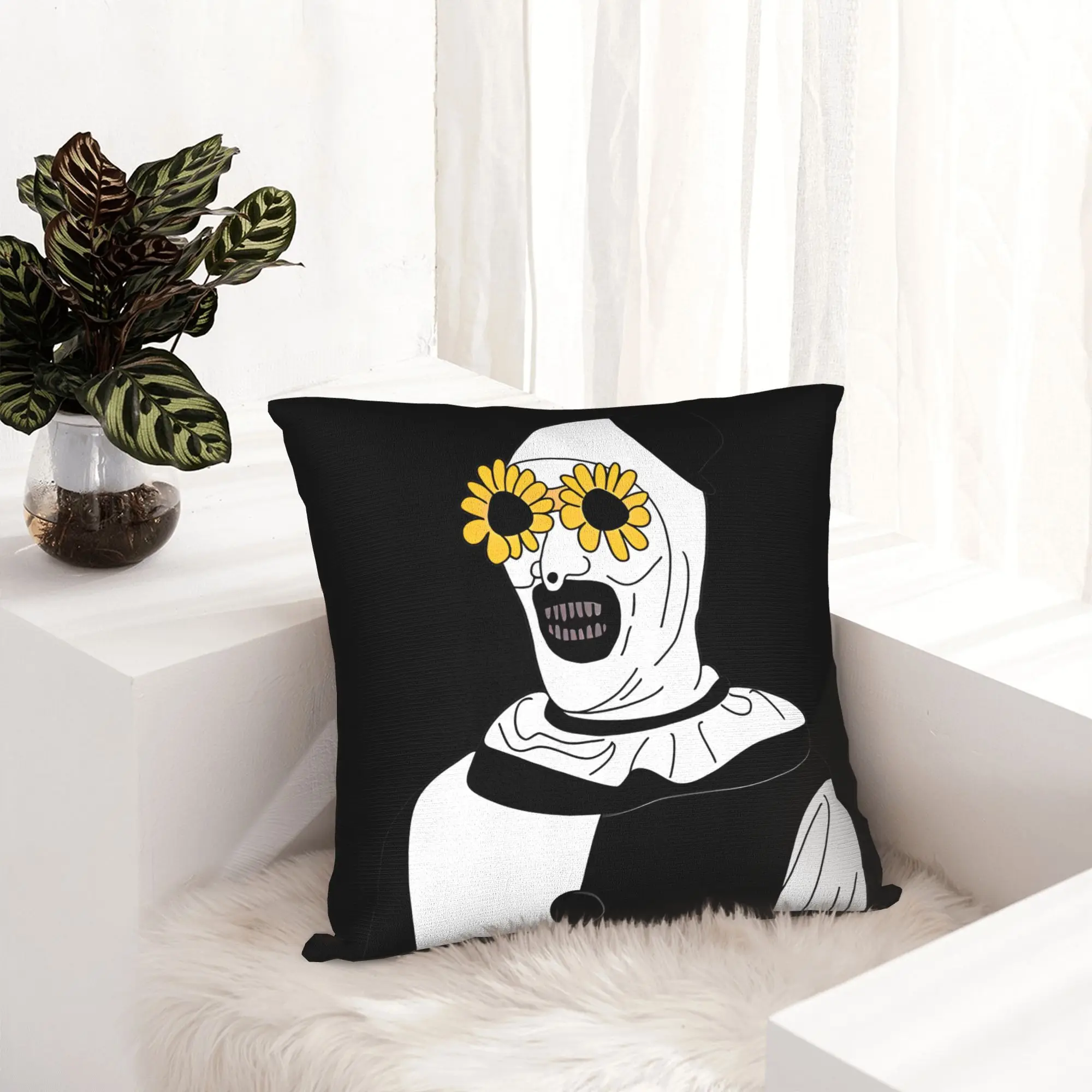Art the Clown Terrifier Pillowcase Soft Polyester Cushion Cover Decorations  Throw Pillow Case Cover Seater Zippered 40X40cm