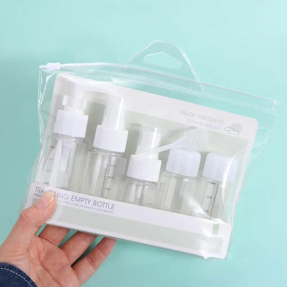 7 sztuk z torbą do przechowywania zestaw butelek wielokrotnego napełniania żel pod prysznic Sub-butelka pojemnik na kosmetyki plastikowy krem do twarzy organizer na przybory toaletowe