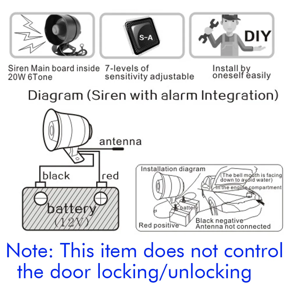 Universal Car Alarm Systems One Way Car Alarm Device Vibration Alarm System M810-8115 Lossless Assembly car alarm devices