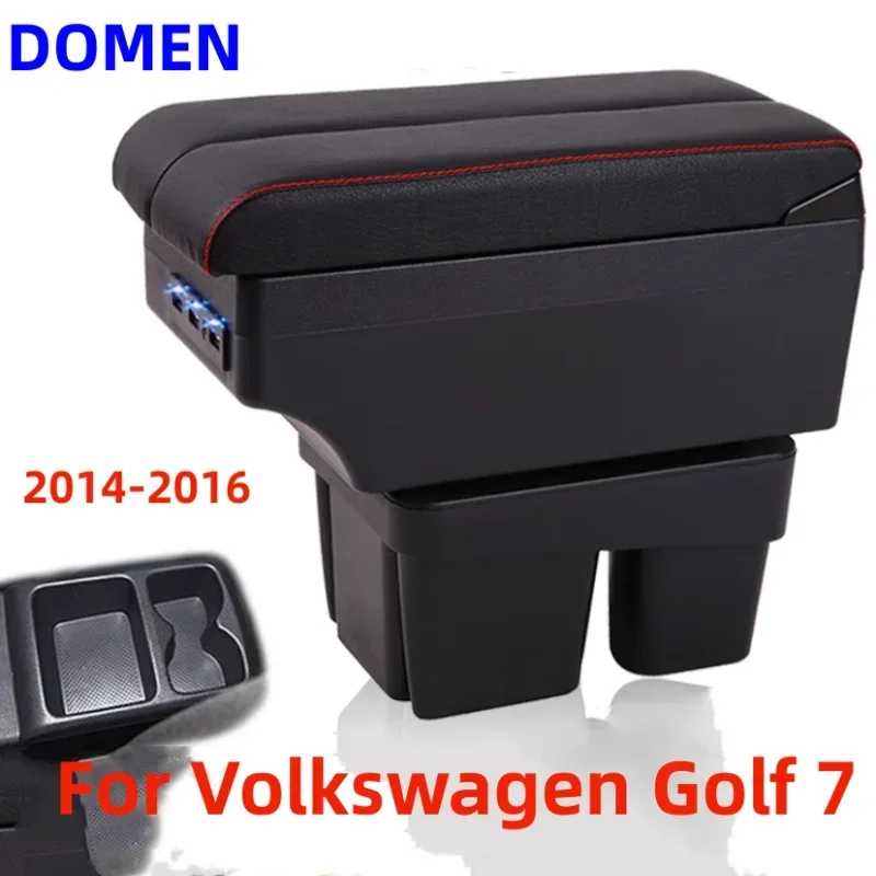 

For Volkswagen Golf 7 Armrest Box Interior Parts Car Central Content With Retractable Cup Hole Large Space Dual Layer USB