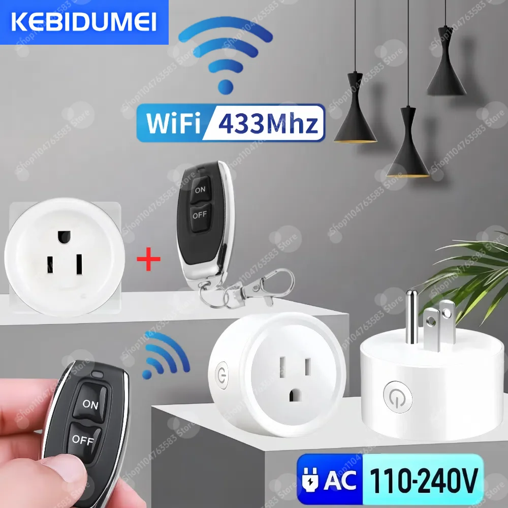 RF 433Mhz Wireless Electric Socket Remote Control Switch US Plug AC 110V 220V 15A Electrical Outlets for Fan Lamp Coffee Machine