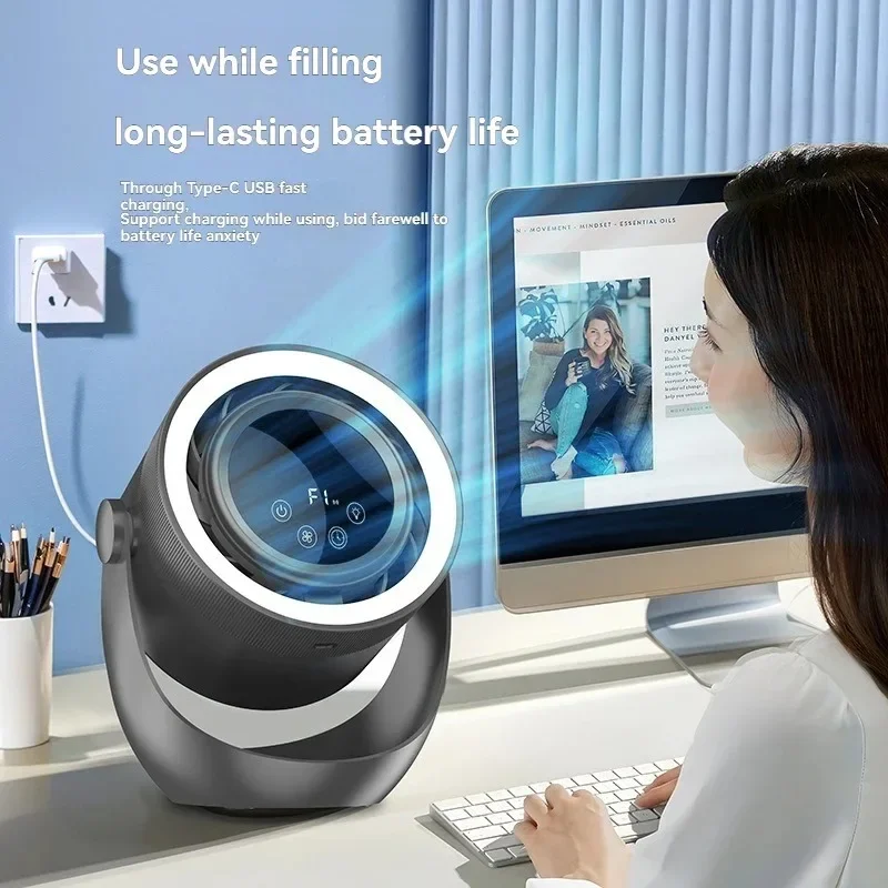 4-speed Timed Multifunctional Circulating Fan Touch Screen Remote Control Bladeless Fan, Low-noise Turbo Desktop Electric Fan