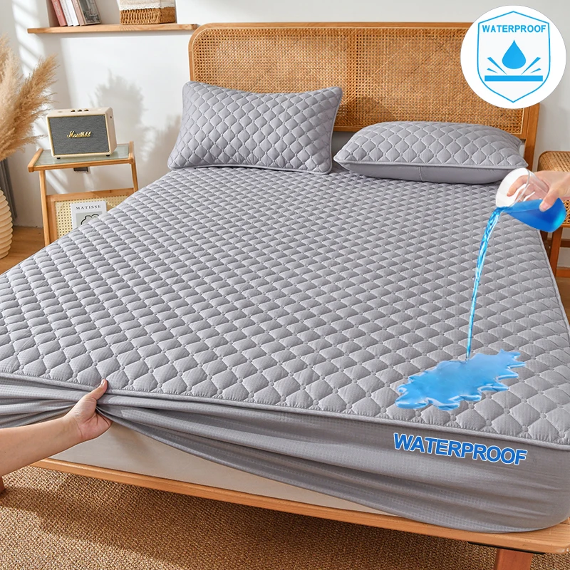 

High Quality Waterproof Mattress Cover - Antibacterial Dust Mite Proof Hypoallergenic Mattress Protector, Quilted Fitted Sheet