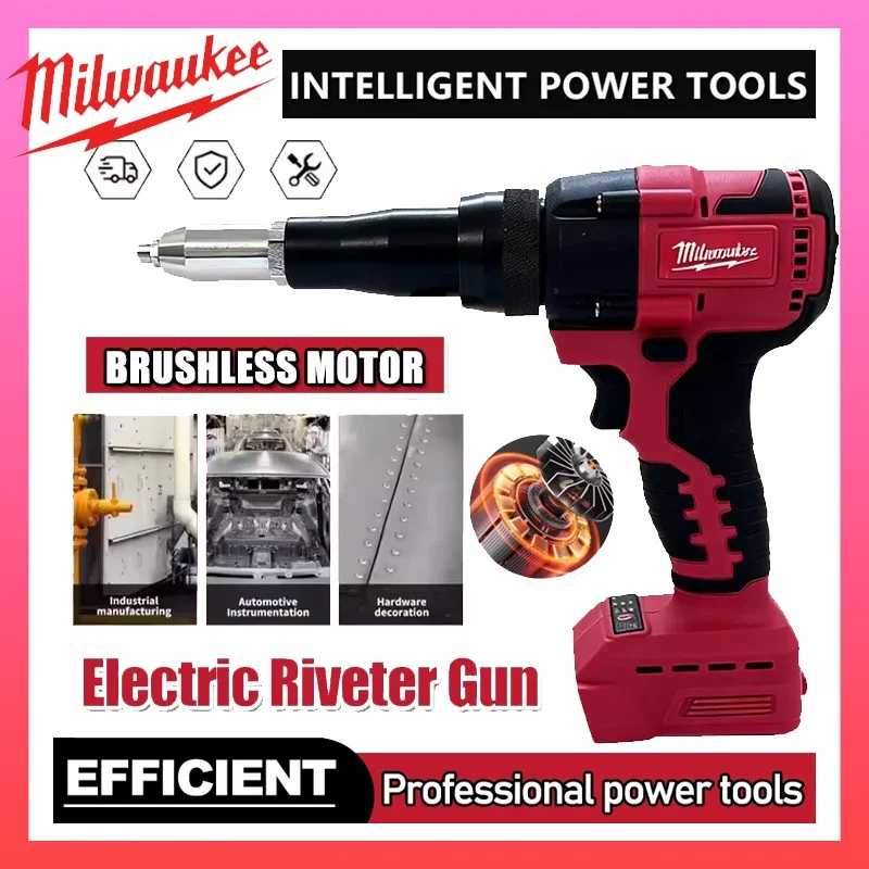 

2505 Milwaukee Electric Riveter Gun 4.8MM Cordless Brushless Rivet Riveting Tool With LED Light For Milwaukee 20V 18V Battery