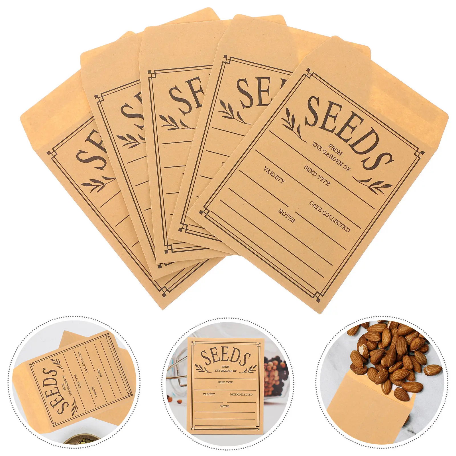 

50Pcs Seed Packets Envelopes Paper Envelopes for Small Items Seeds Coins Cards Postcards Mini Gifts Gardening Storage Compact