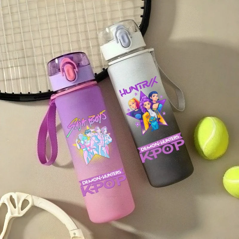 

550ML KPop Demon Hunters Cartoon Print Sport Water Bottle Leak Proof Water Cup Outdoor Sports Drinking Bottle Birthday Gifts