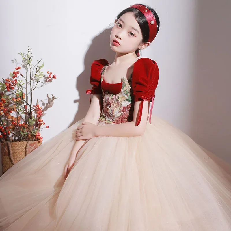

Flower Girls Christmas New Year Party Dress Children Luxurious Dresses Kids First Communion Teen Evening Vestidos