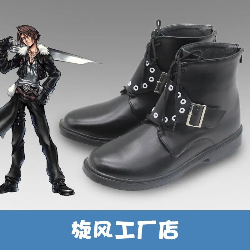 Game Final Fantasy VIII 8 Squall Leonhart Cosplay Shoes Halloween Costume Party Black Boots For Women Men