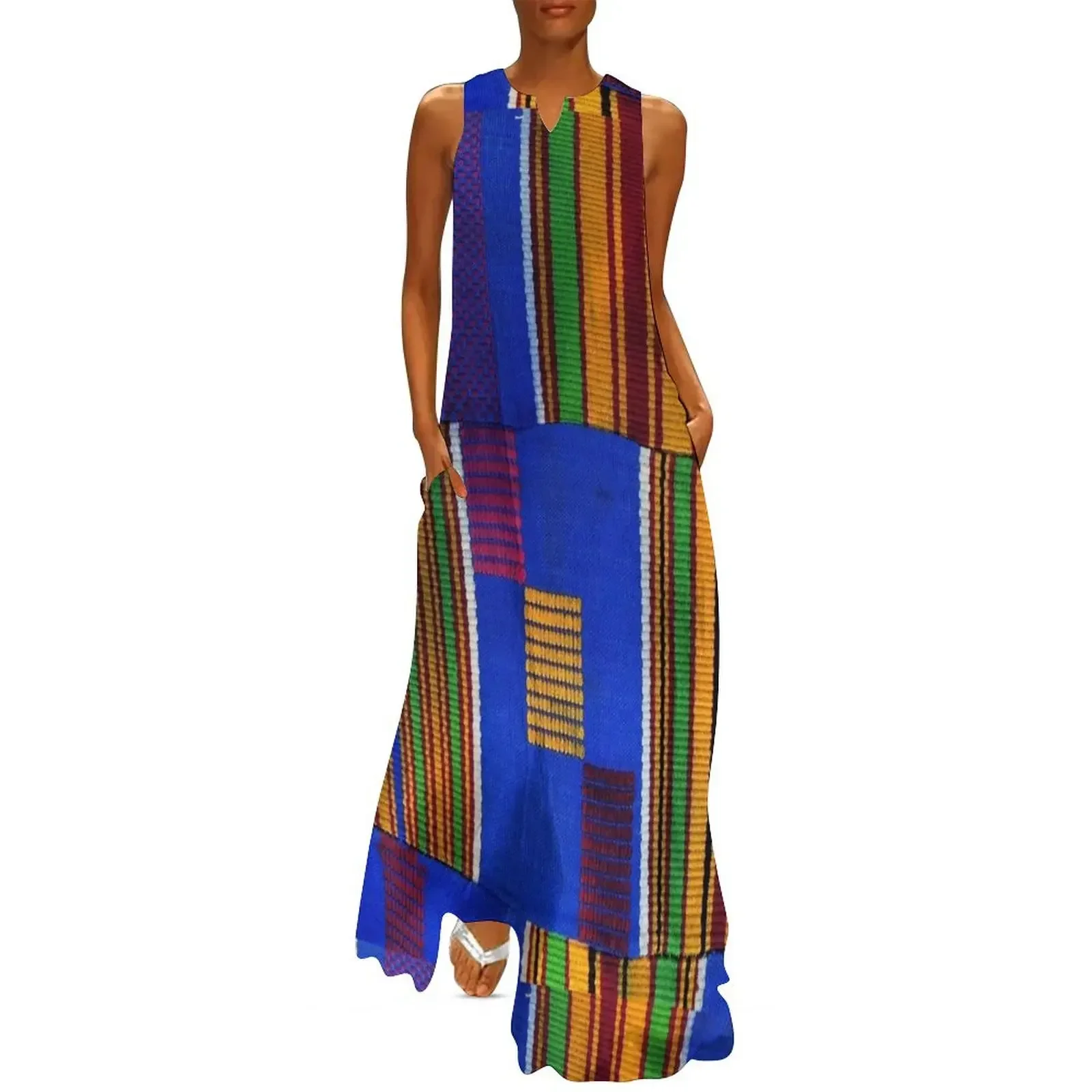 

Kente Cloth Ghana West African Print Long Dress party dresses woman Female clothing Female dress Woman fashion Dress