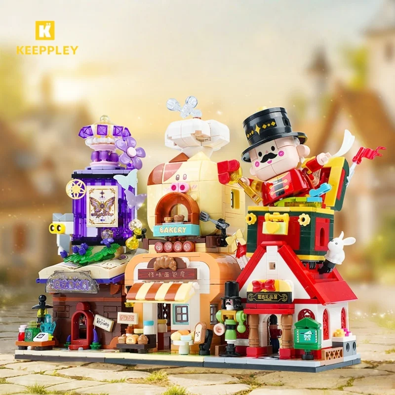 

Новые собранные строительные блоки, красочные модели с видом на улицу, игрушки, фэнтезийные сказочные городские украшения для рабочего стола, подарки на день рождения