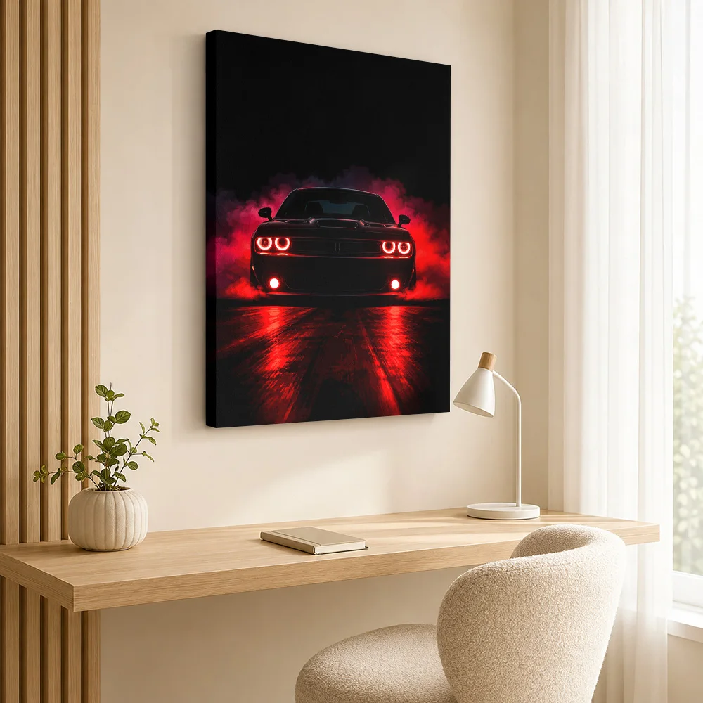 American Challenger SRT Hellcat Black Muscle Car Canvas Posters 3D Wall Decor With Customized Photo For Lounge Ideal Driver Gift