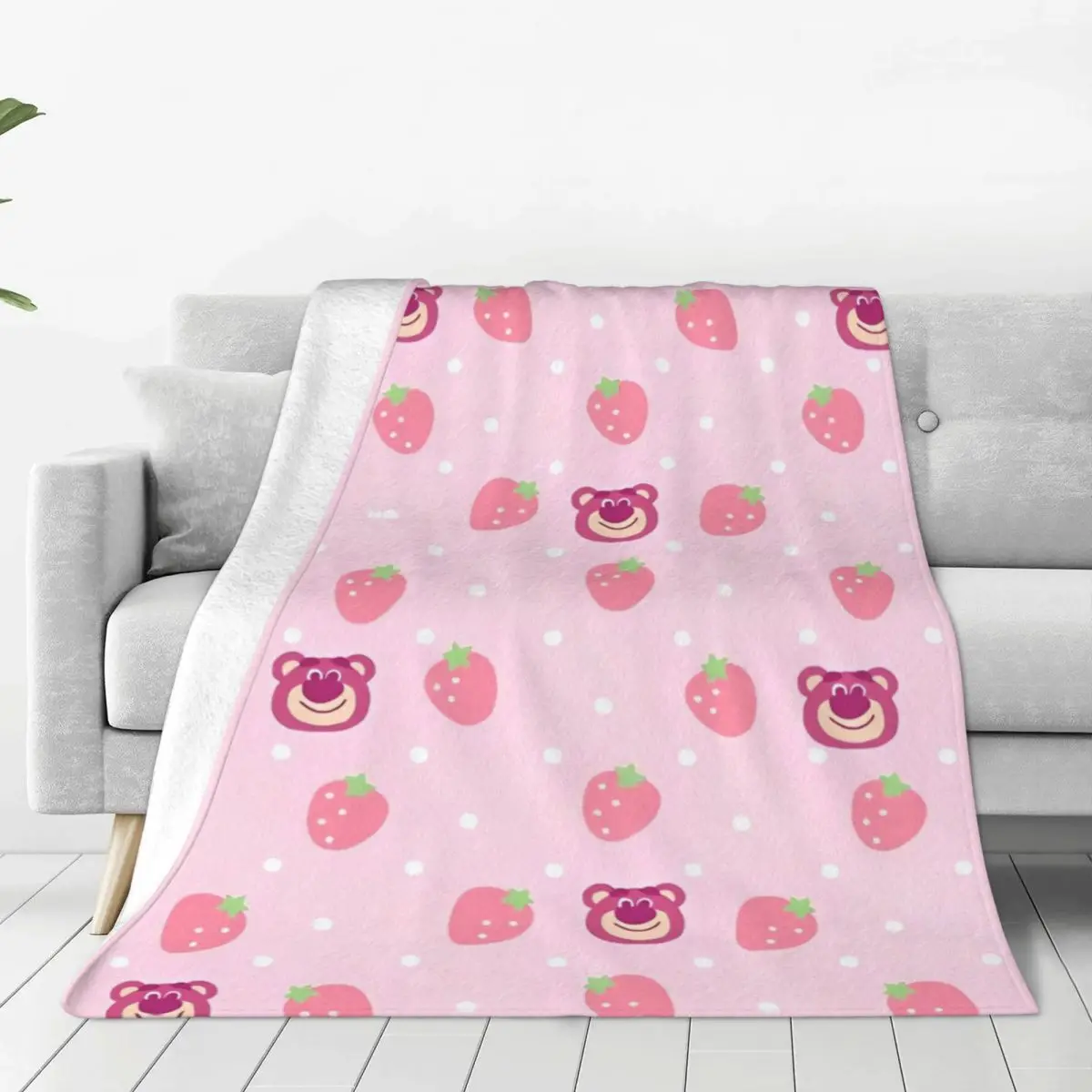 Toy Story Strawberry Bear (6) Soft Blankets Travel Plush Throw Blanket Fluffy Living Room Flannel Bedspread Sofa Bed Cover