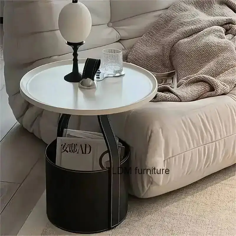 Mesa de centro moderna blanca, mesa de centro de diseño lujosa y de alta calidad, dormitorio de cuero, mesa de centro para sala de estar