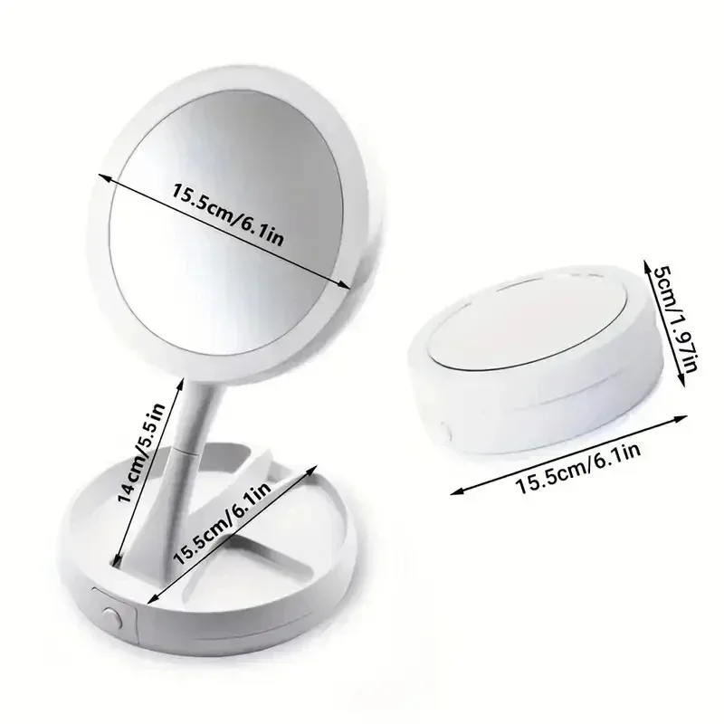 Dry Battery/USB Dual Purpose Double-Sided Mirror LED Makeup Mirror Portable Makeup Mirror Makeup Light With 10XMagnification