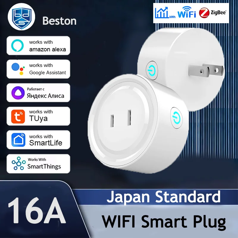 Tuya Zigbee Smart Plug 10A 16A Japan Plug Work with Alexa Google Assistant with Energy Monitor Timer Countdown App Control Group