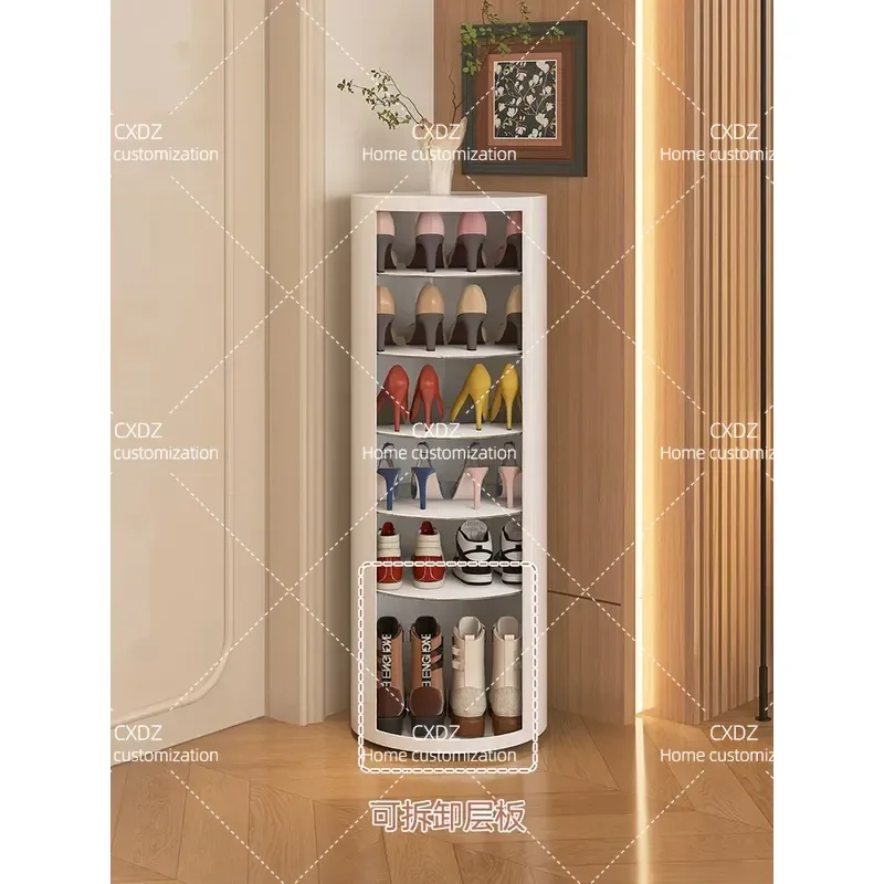 Simple Cylindrical Rotating Shoe Cabinet Household Door Small Apartment Storage Living Room Layered Baffle Space Saving Shoe
