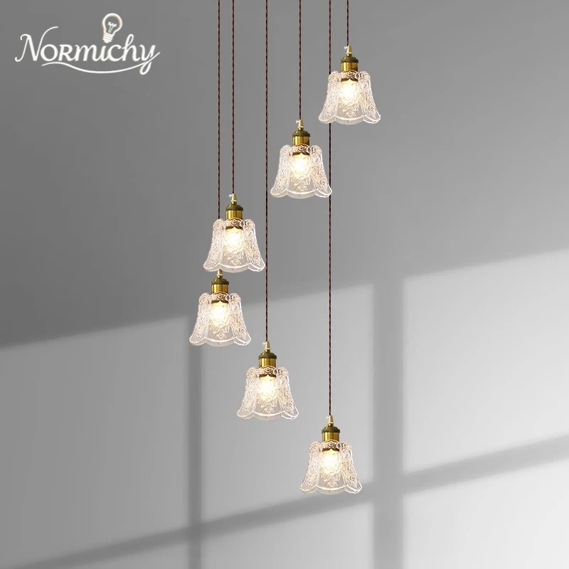 

Французская винтажная стеклянная лестница, люстра, длинный кулон для дуплексной самовыравнивающейся вращающейся лестницы, квартира, деко, атмосферное стекло