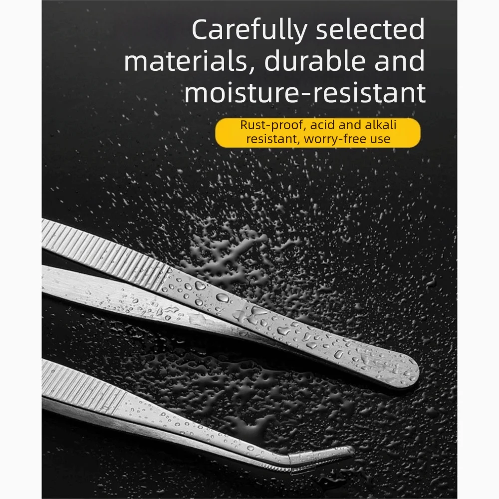 4Pcs Straight/Curved Tips Stainless Steel Tweezers Long Handle 20cm Aquarium Clean Tweezers Multi-functional Anti-Rust
