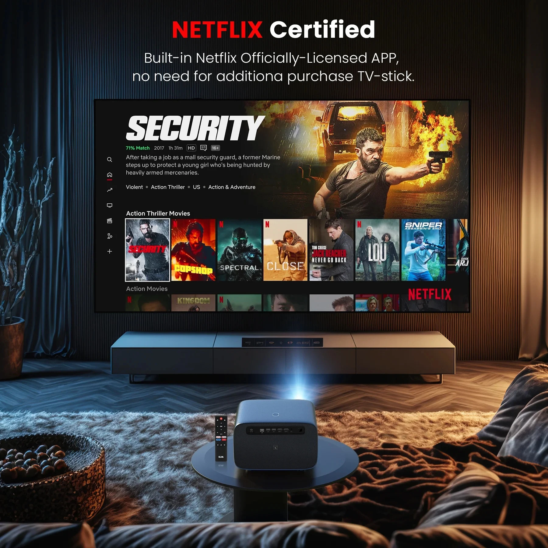 التطبيق العالمي Wupro/OEM K2 السينما المنزلية 4K دعم جهاز عرض ذكي مكبر صوت مدمج 1000 ANSI لومينز التركيز التلقائي LCD الألعاب العارض #6