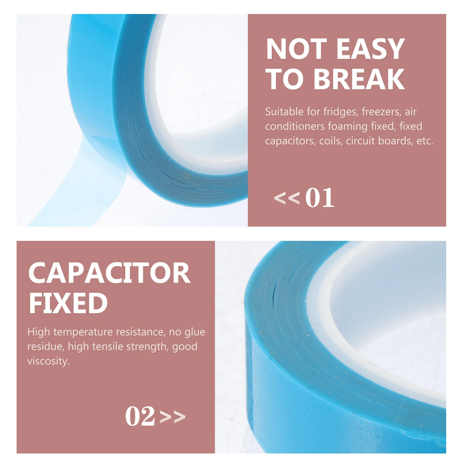 

2 Rolls Refrigerator Tape Pet Adhesive Tape For Fridge Freezer Ac Coil Fixing Heavy Duty High Temperature Resistant No Residue