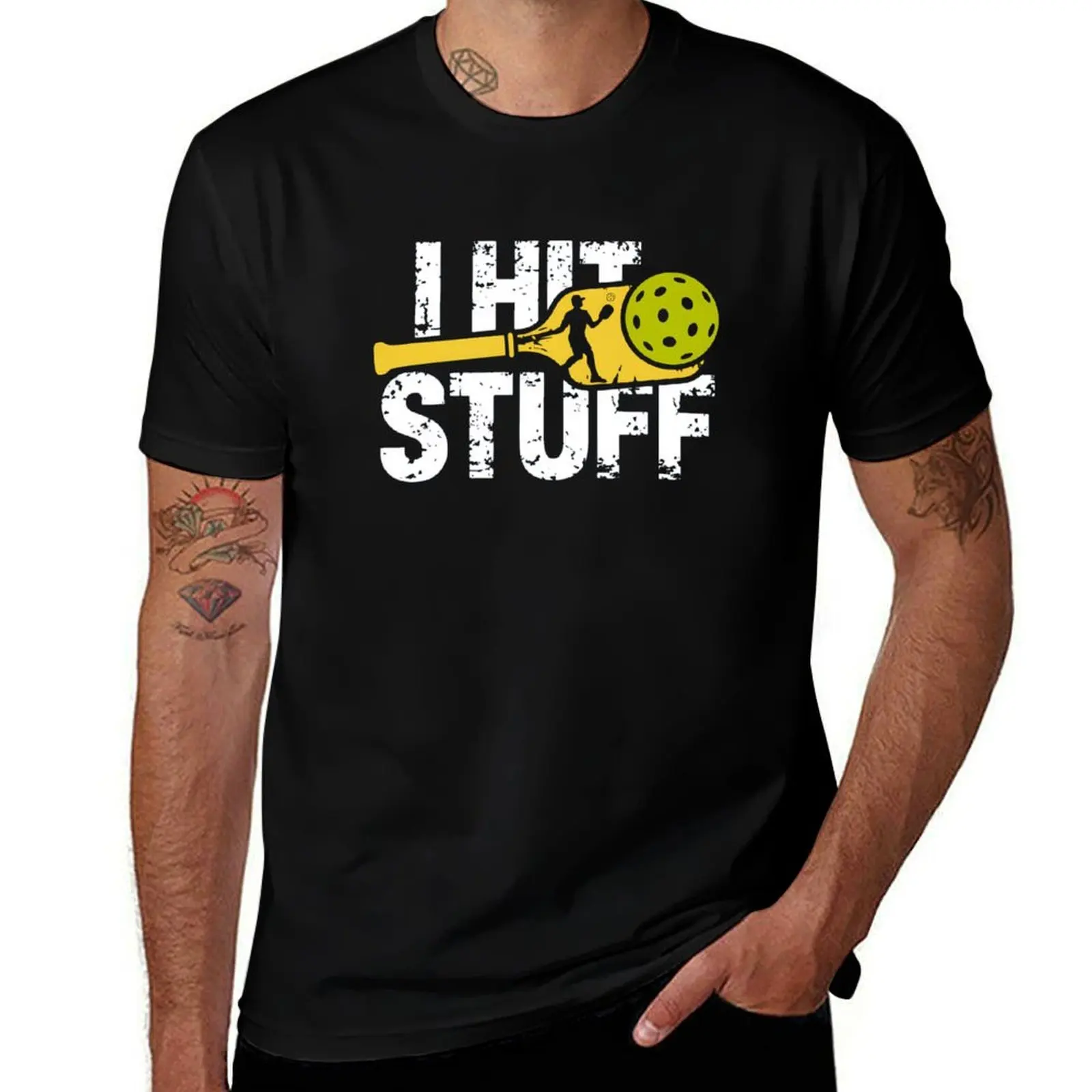 

I Hit Stuff Pickleball Player Funny Pickleball Lover T-Shirt luxury t-shirt sweat shirts graphic blanks mens plain t shirts