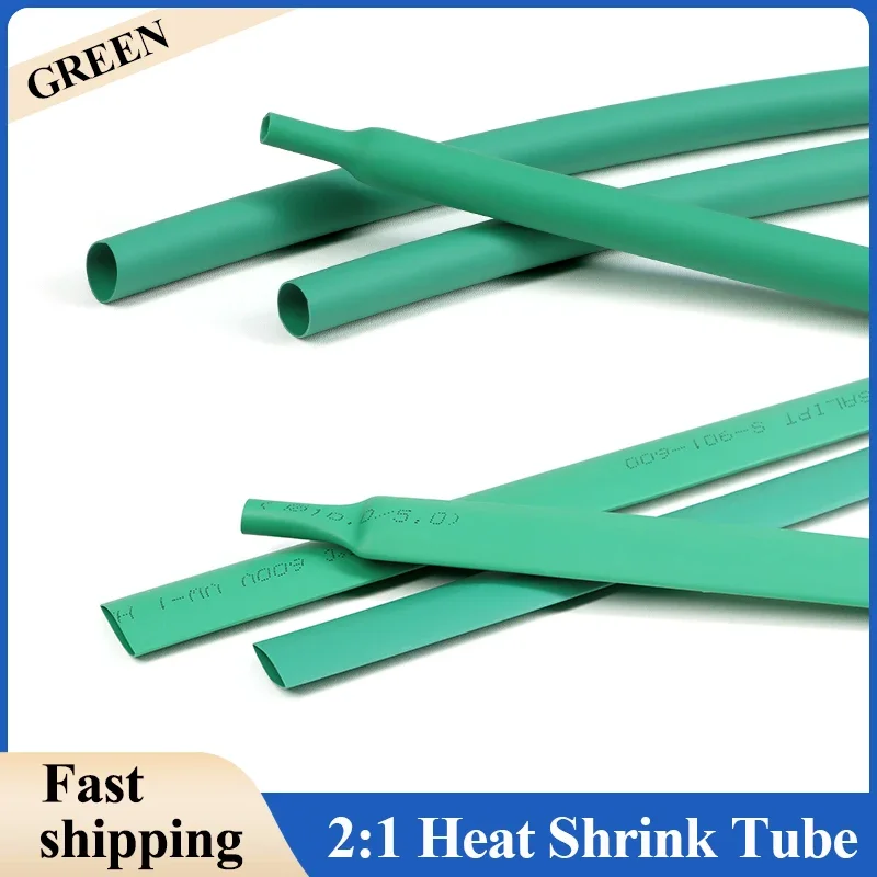 2:1 Green Heat Shrink Tube 0.6 1 2 3 5 6 8 10 12 16 20 - 80mm Diameter Heatshrink Tubing Sleeving Wrap Wire DIY Connector Repair